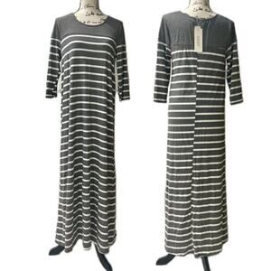 Exist Maxi Dress 3/4 Sleeve Stripe Ribbed Size Medium versatile chic BEACHY